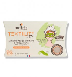 Argiletz Textilit kant en klaar groene klei gezichtsmasker (3st)
