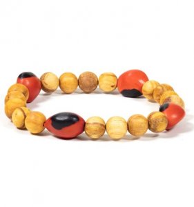 Armband van Palo Santo & huayruro zaden – beschermende unisex (one size)