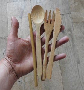 Bamboo cutlery complete set (different colors)