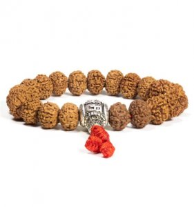 Bracelet 21 Rudraksha seeds with OMPMH guru bead