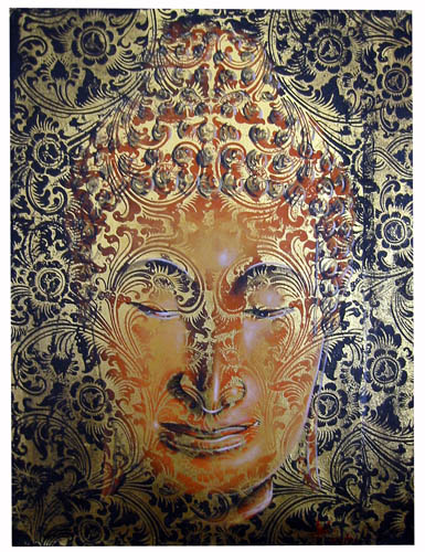 Painting Buddha (paisley gold)