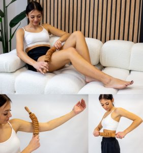 Curved wooden massage roller