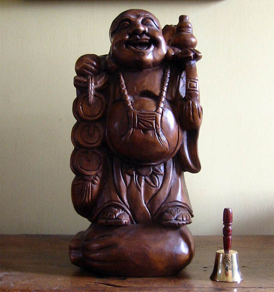 Dikke Boeddha in hout (50 cm)