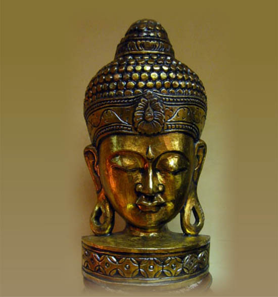 Hoofd van Boeddha (verguld) 50 cm