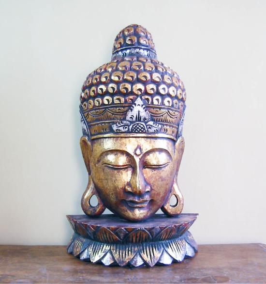 Hoofd van Boeddha (verguld) 60 cm