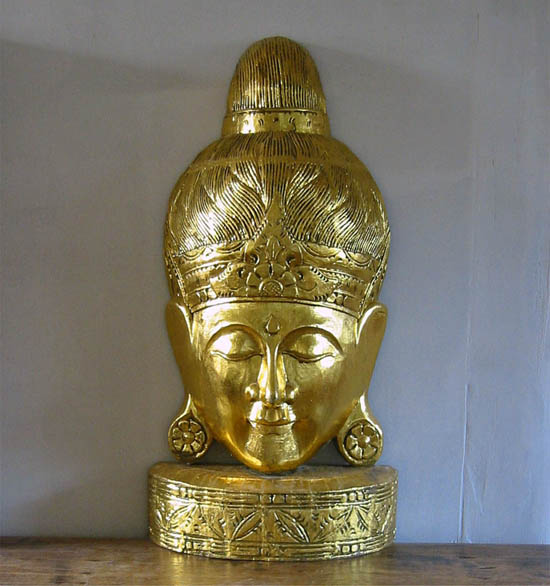 Hoofd van Boeddha (verguld) 80 cm