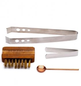 Incense set (brush, spoon and 2 tongs)