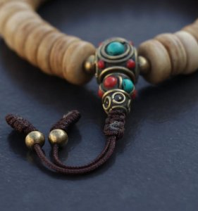 Mala bracelet yak bone with brass bead