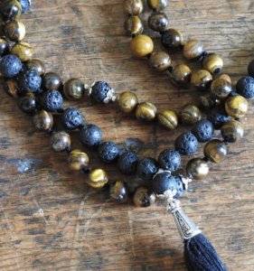 Mala Tiger eye and Lava stone (108 beads)