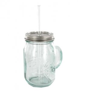 Mason jar drinkglas (0.5 liter) deksel met rietje