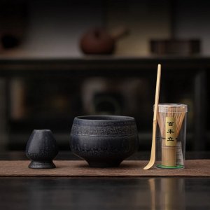 Matcha set zwart keramiek
