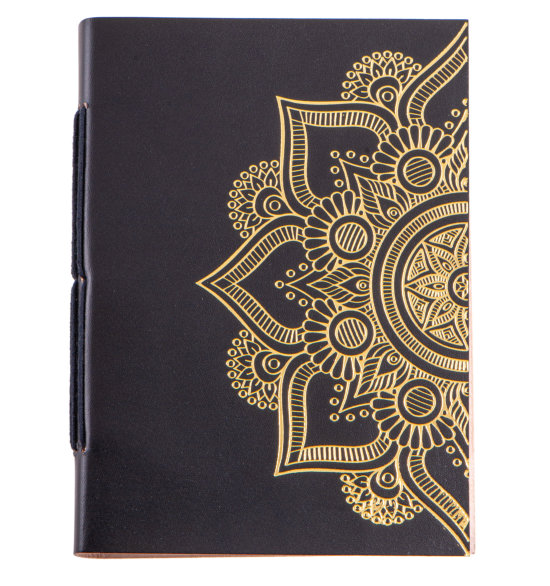 Notebook leather-bound with Mandala