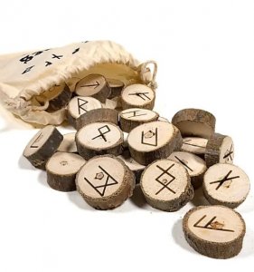 Old Futhark rune set in poplar wood