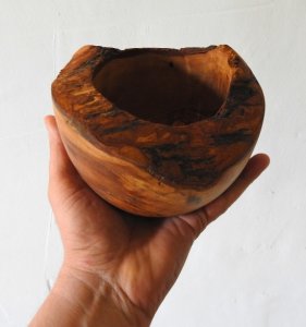 Rustic Olive Wood Mortar & Pestle (Handcrafted with Bark)