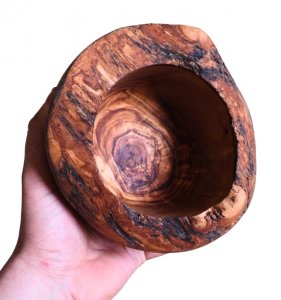Rustic Olive Wood Mortar & Pestle (Handcrafted with Bark)