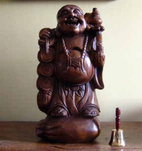Smiling Buddha in wood (50 cm)