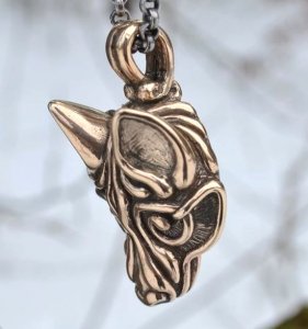 Viking wolf head pendant