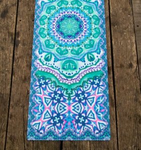 Yoga mat Natuurrubber Boho green (183 x 61cm)